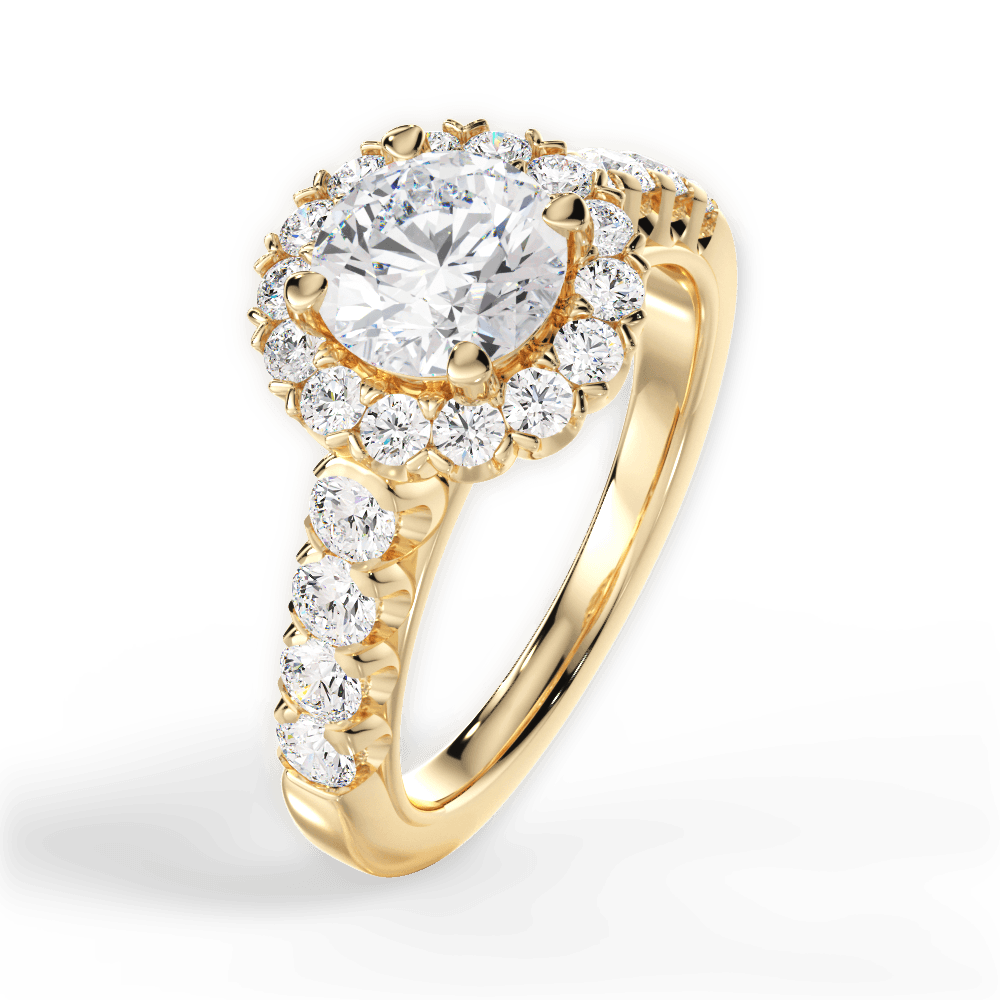 Lacey Round Cut Lab Grown Diamond 18Kt Yellow Gold Engagement Ring - View 3