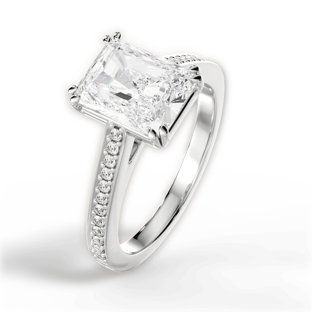 Denise Radiant Cut Lab Grown Diamond 14Kt White Gold Engagement Ring - View 4