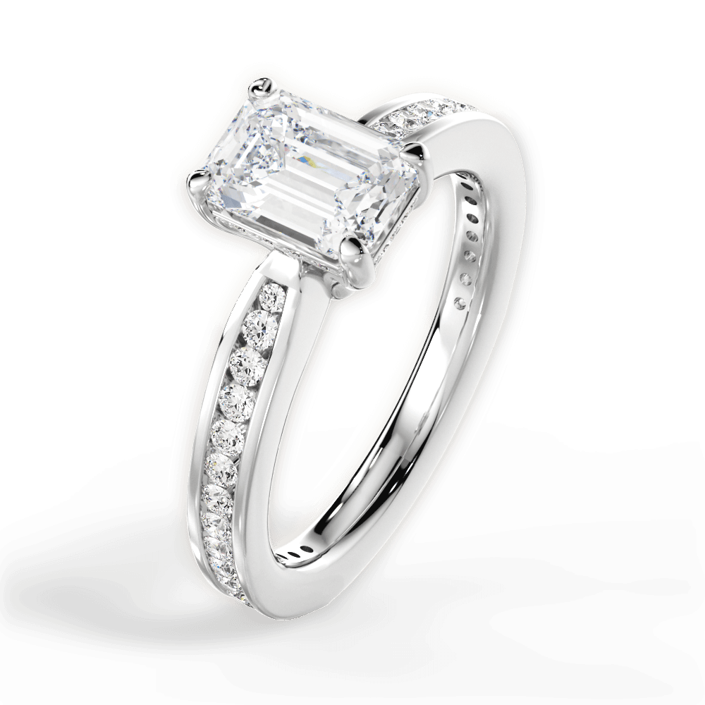 Katelyn Emerald Cut Lab Grown Diamond 18Kt White Gold Engagement Ring - View 2