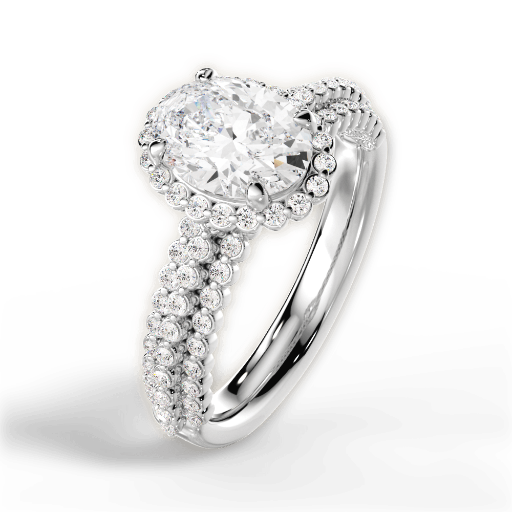 Jocelyn Oval Cut Lab Grown Diamond 18Kt White Gold Engagement Ring - View 2