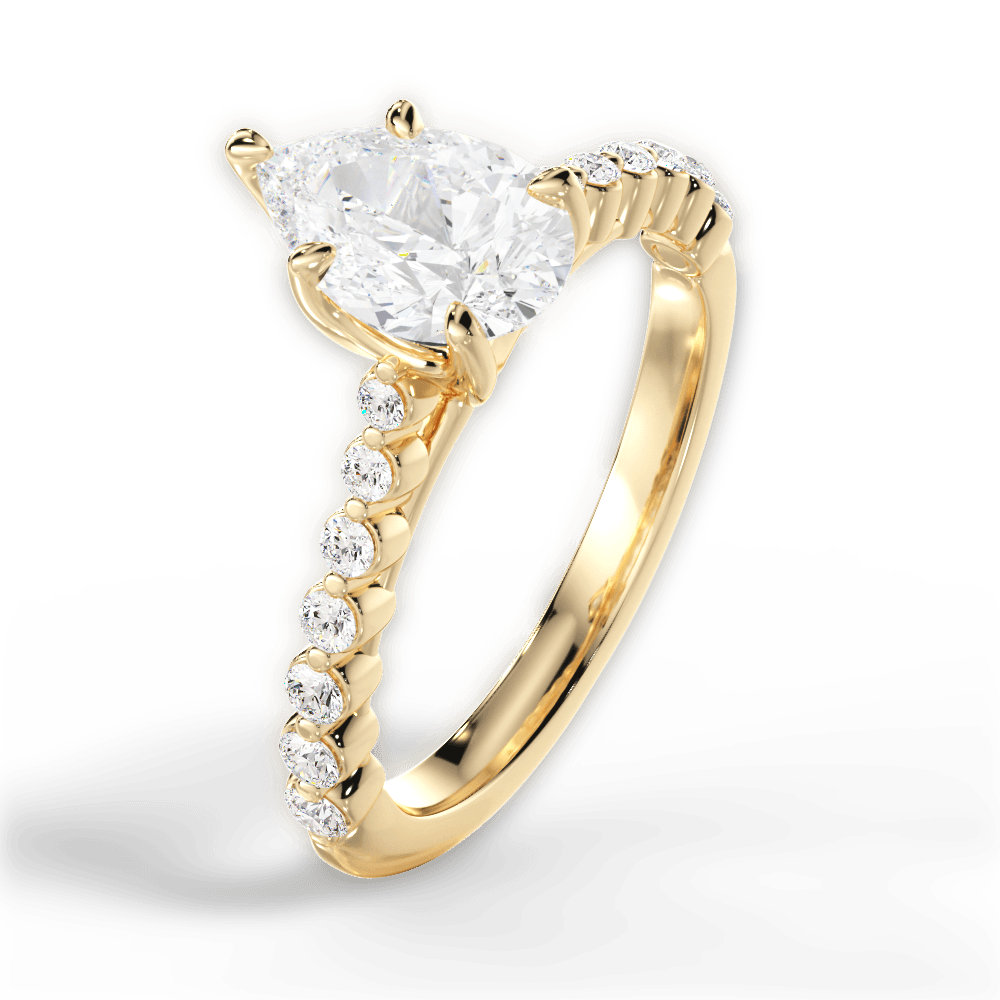 Dana Pear Cut Lab Grown Diamond 18Kt Yellow Gold Engagement Ring - View 2