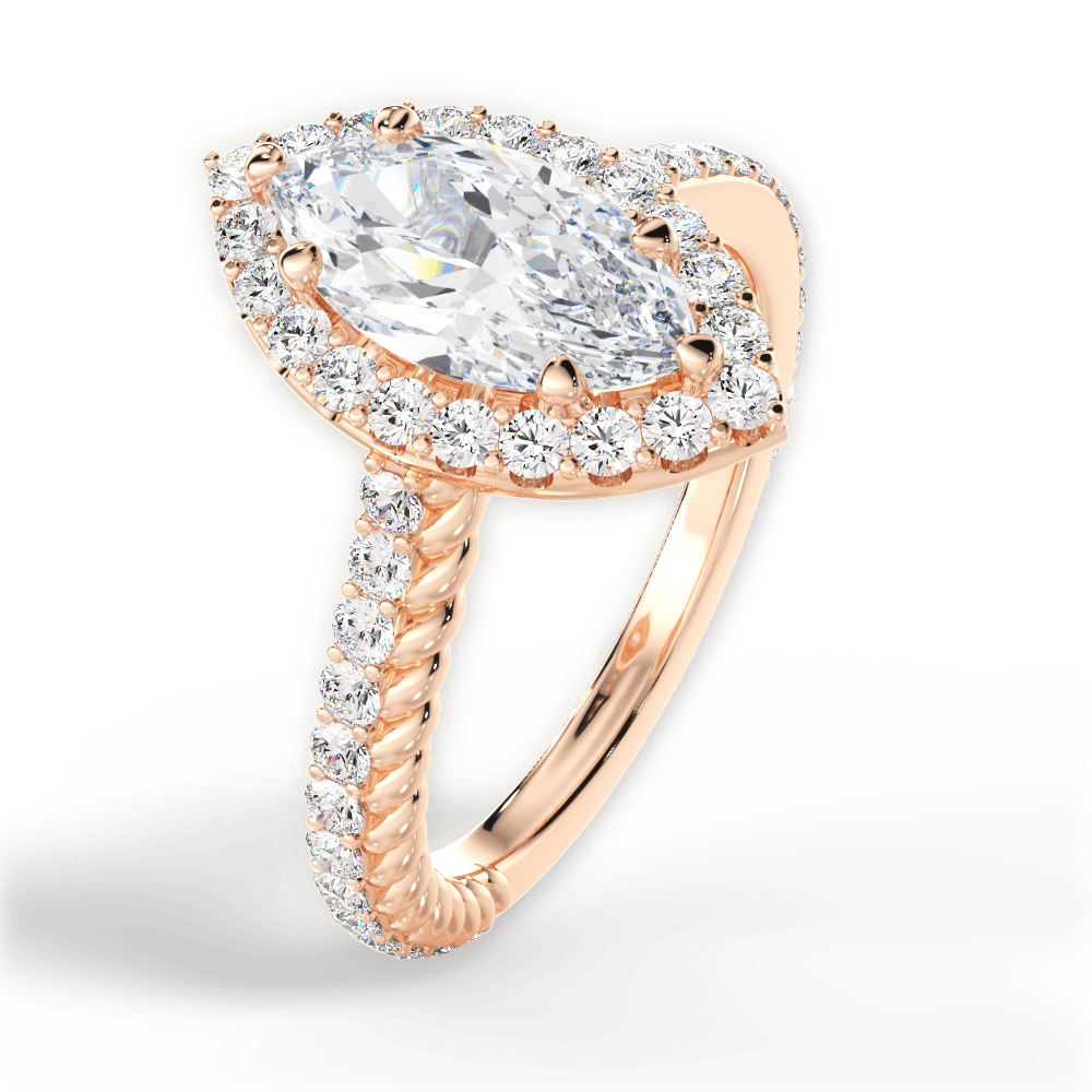 Kim Marquise Cut Lab Grown Diamond 18Kt Rose Gold Engagement Ring - View 2