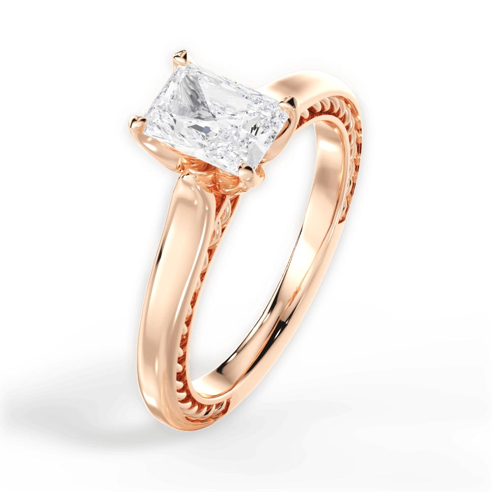 Carrie Radiant Cut Lab Grown Diamond 18Kt Rose Gold Engagement Ring - View 3
