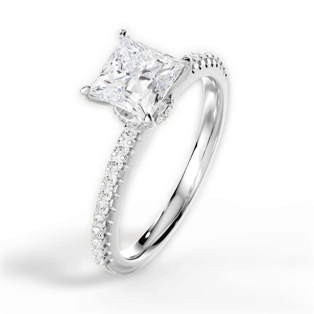 Giselle Princess Cut Lab Grown Diamond 18Kt White Gold Engagement Ring - View 2