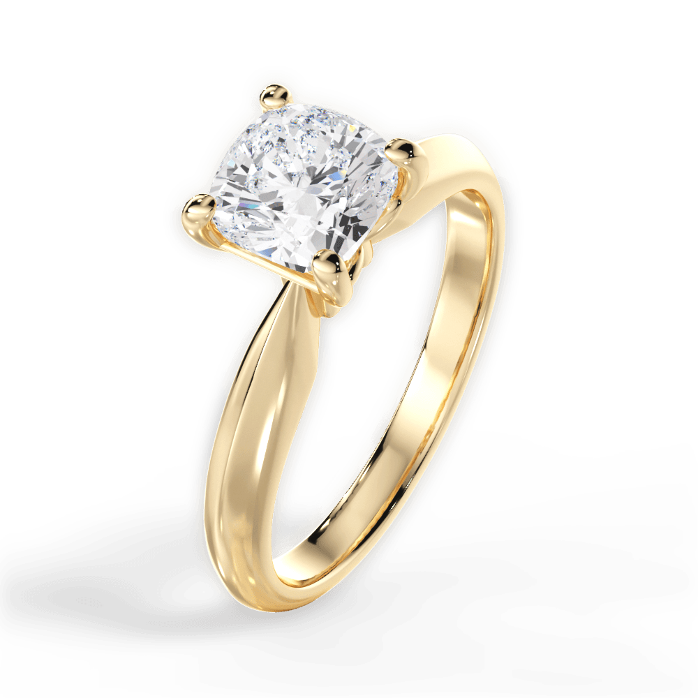 Beth Cushion Cut Lab Grown Diamond 18Kt Yellow Gold Engagement Ring - View 2