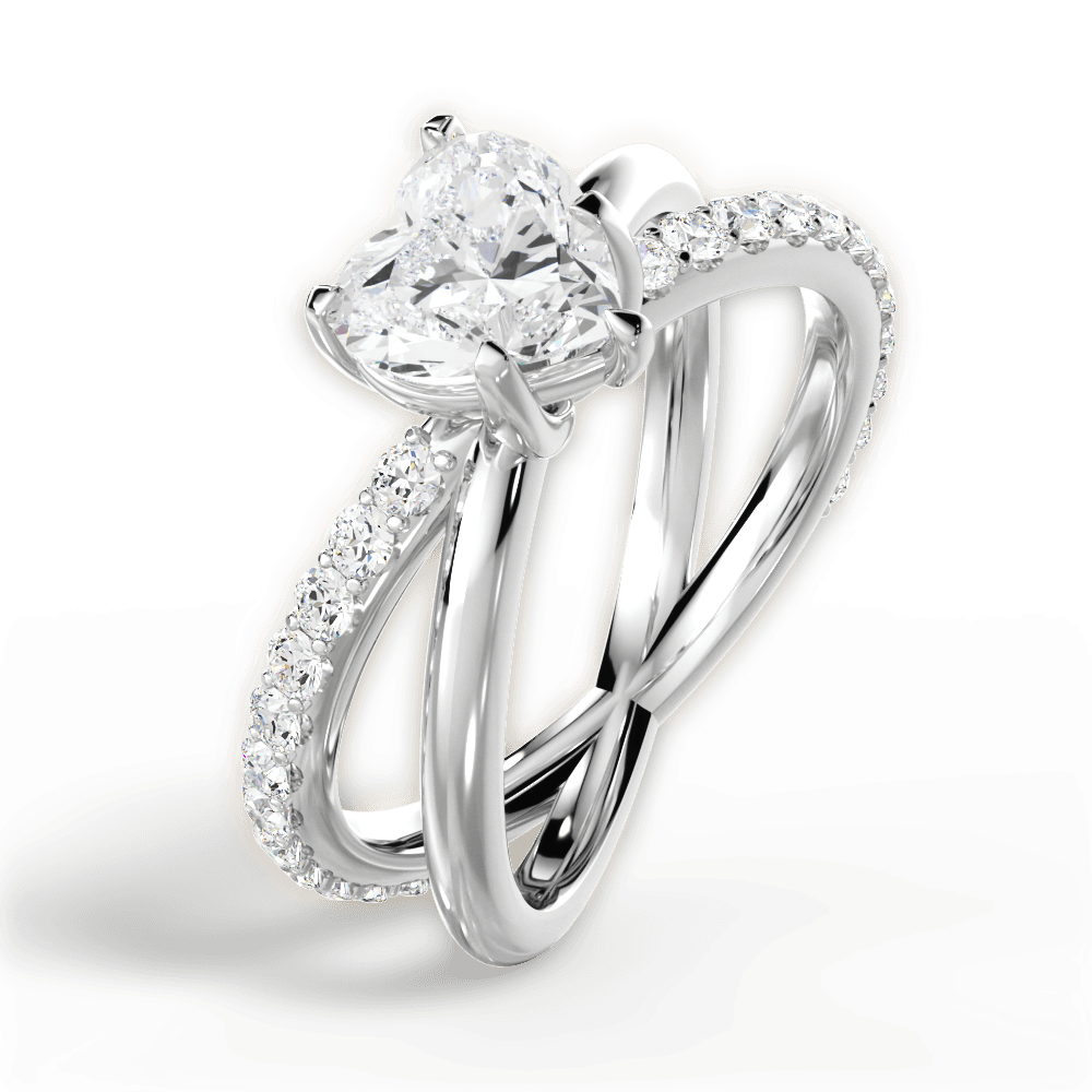 Jennifer Heart Cut Lab Grown Diamond Platinum Engagement Ring - View 2