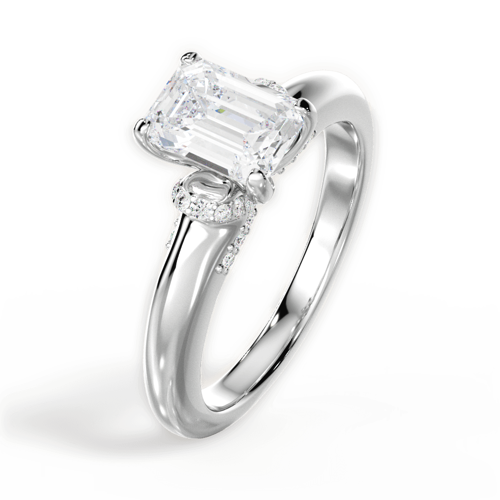 Florence Emerald Cut Lab Grown Diamond 14Kt White Gold Engagement Ring - View 2