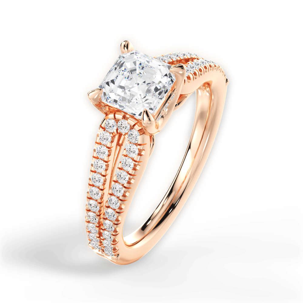 Jessica Asscher Cut Lab Grown Diamond 18Kt Rose Gold Engagement Ring - View 3