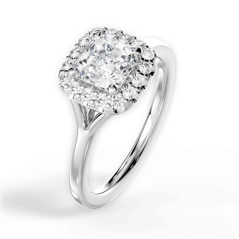 Geneva Asscher Cut Lab Grown Diamond 14Kt White Gold Engagement Ring - View 4