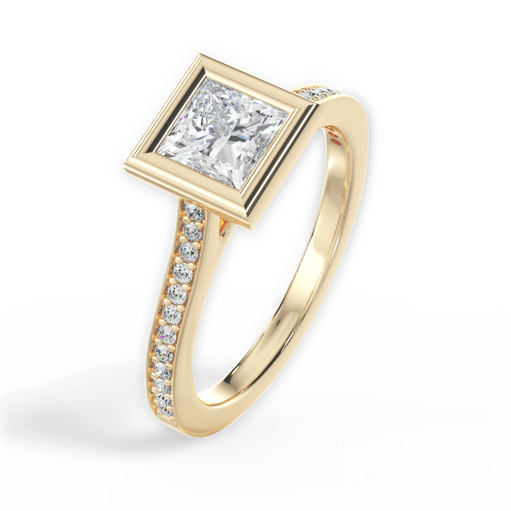 Deanna Princess Cut Lab Grown Diamond 18Kt Yellow Gold Engagement Ring - View 3