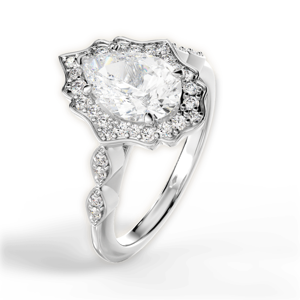 Julie Pear Cut Lab Grown Diamond 14Kt White Gold Engagement Ring - View 3