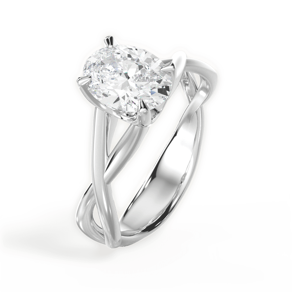 Aubrey Oval Cut Lab Grown Diamond 14Kt White Gold Engagement Ring - View 3