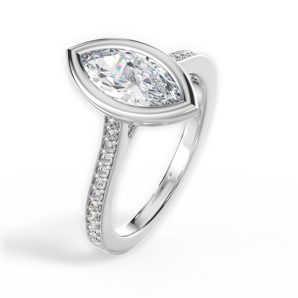 Deanna Marquise Cut Lab Grown Diamond 18Kt White Gold Engagement Ring - View 2