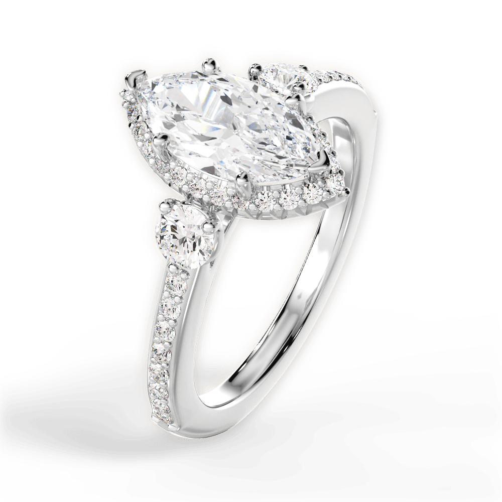 Julia Marquise Cut Lab Grown Diamond 18Kt White Gold Engagement Ring - View 4