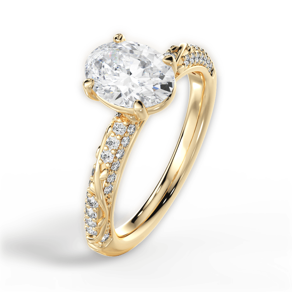 Gloria Oval Cut Lab Grown Diamond 18Kt Yellow Gold Engagement Ring - View 4