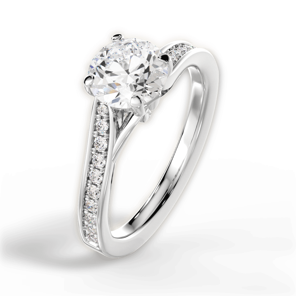 Elise Round Cut Lab Grown Diamond 18Kt White Gold Engagement Ring - View 3