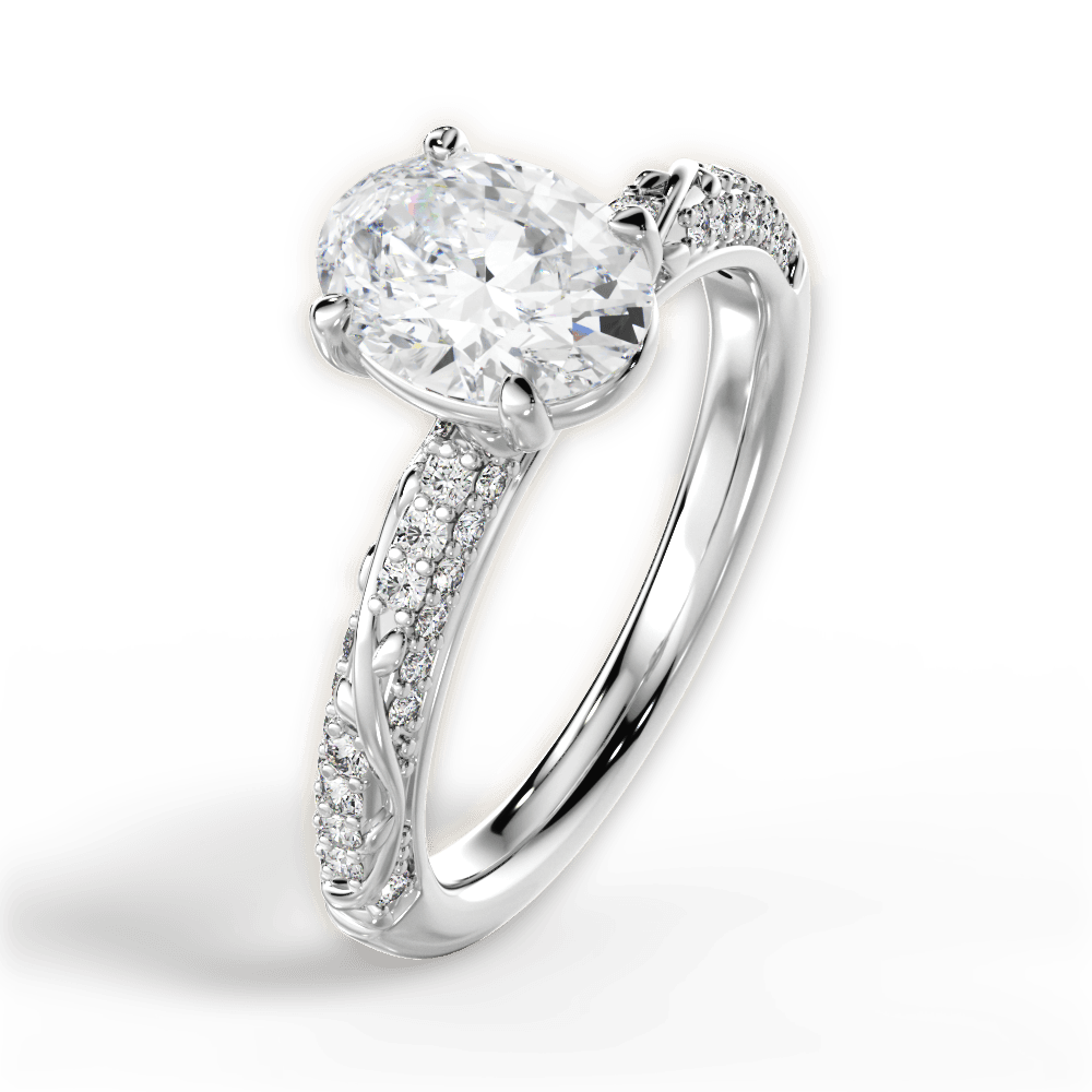 Gloria Oval Cut Lab Grown Diamond 18Kt White Gold Engagement Ring - View 2