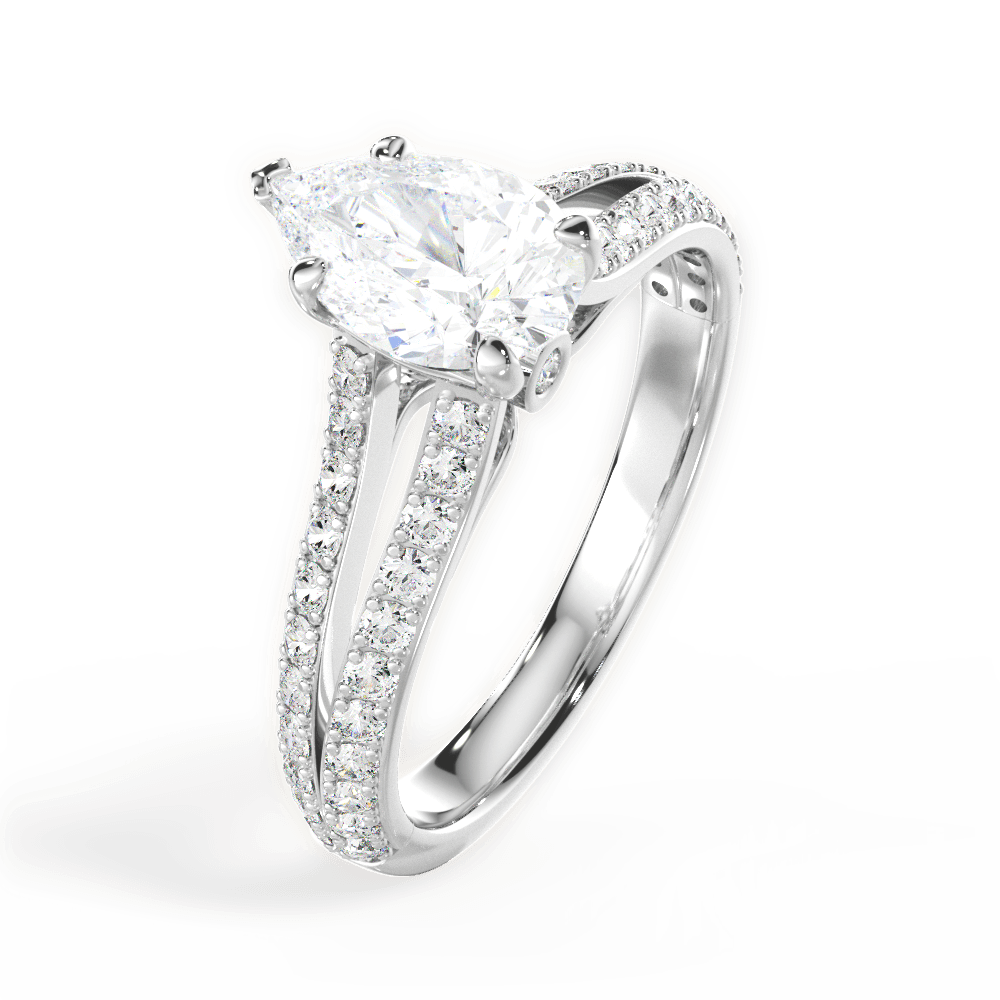 Kendra Pear Cut Lab Grown Diamond 18Kt White Gold Engagement Ring - View 2