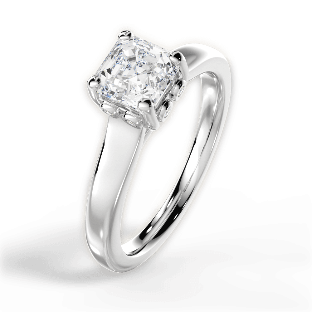 Carol Asscher Cut Lab Grown Diamond 18Kt White Gold Engagement Ring - View 3