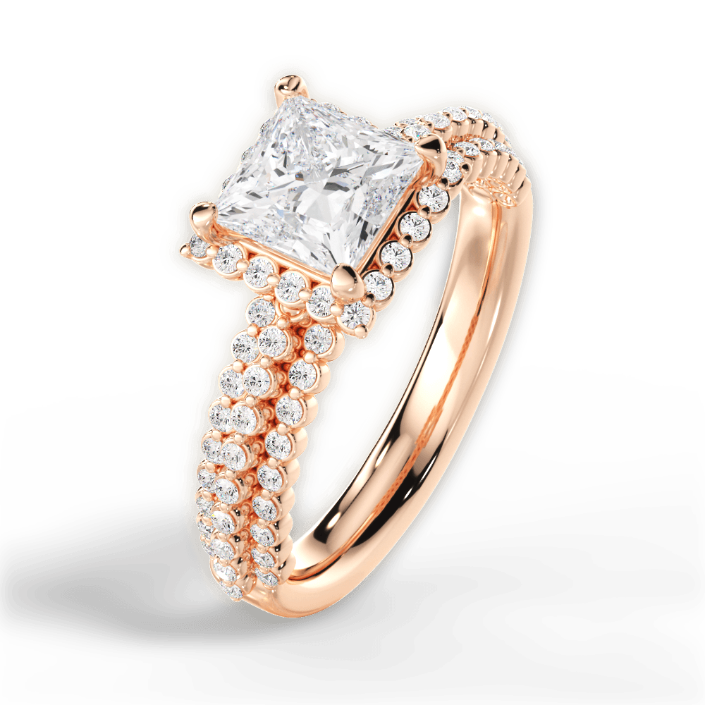 Jocelyn Princess Cut Lab Grown Diamond 18Kt Rose Gold Engagement Ring - View 3