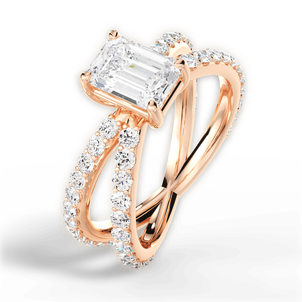 Lauren Emerald Cut Lab Grown Diamond 18Kt Rose Gold Engagement Ring - View 3