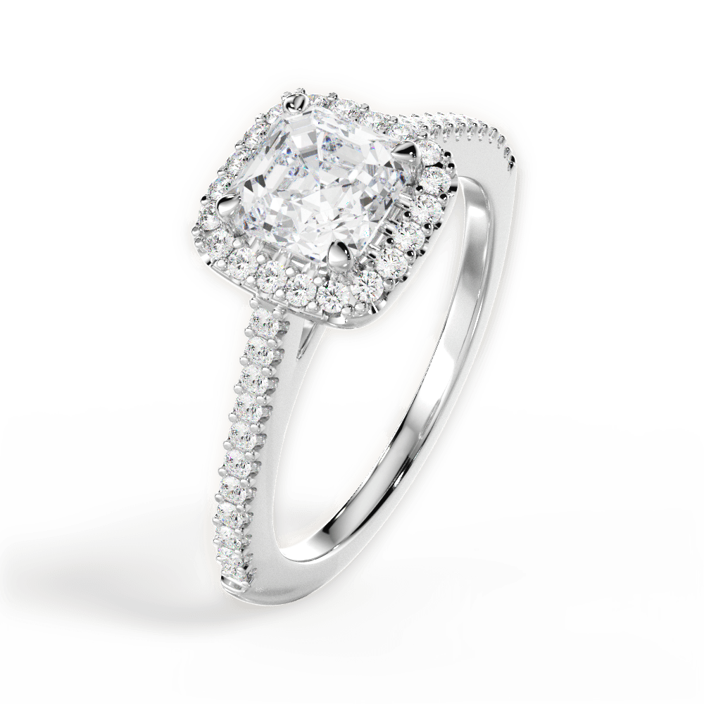 Jeanne Asscher Cut Lab Grown Diamond Platinum Engagement Ring - View 3