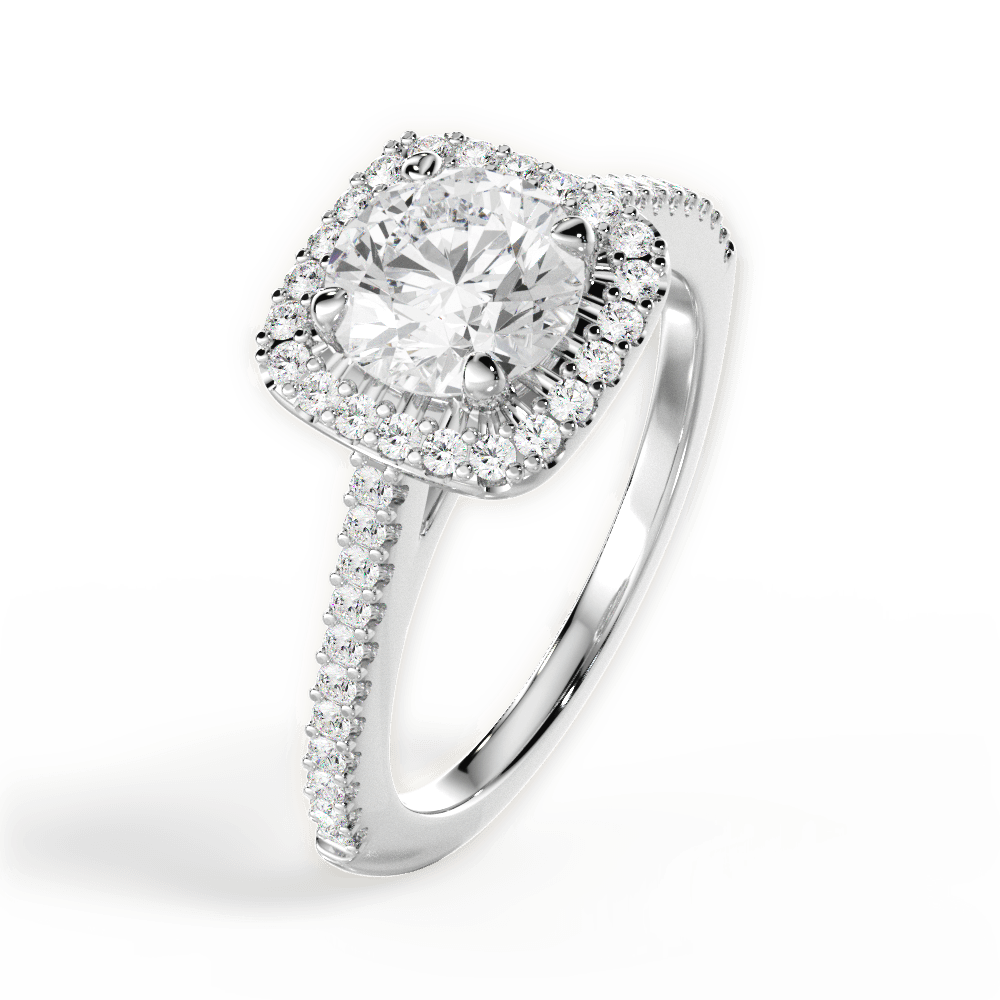 Jeanne Round Cut Lab Grown Diamond 14Kt White Gold Engagement Ring - View 3