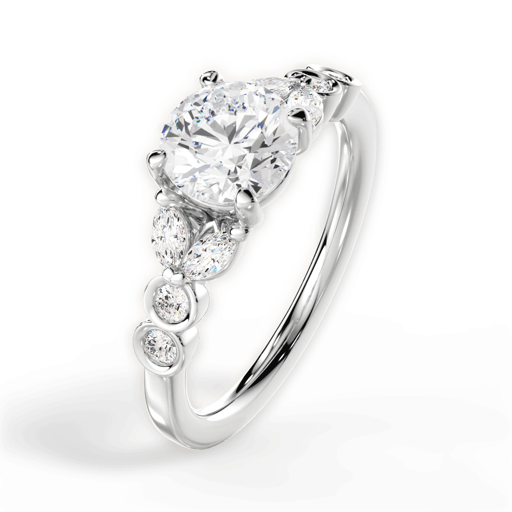 Evelyn Round Cut Lab Grown Diamond 14Kt White Gold Engagement Ring - View 2