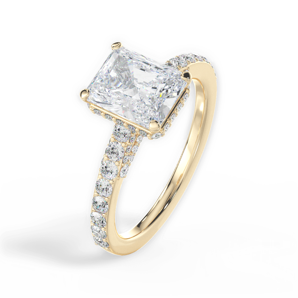 Laura Radiant Cut Lab Grown Diamond 18Kt Yellow Gold Engagement Ring - View 3