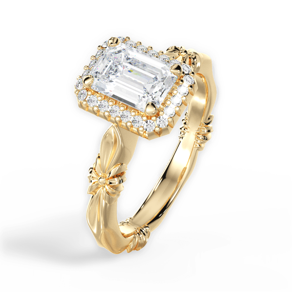 Erica Emerald Cut Lab Grown Diamond 18Kt Yellow Gold Engagement Ring - View 4