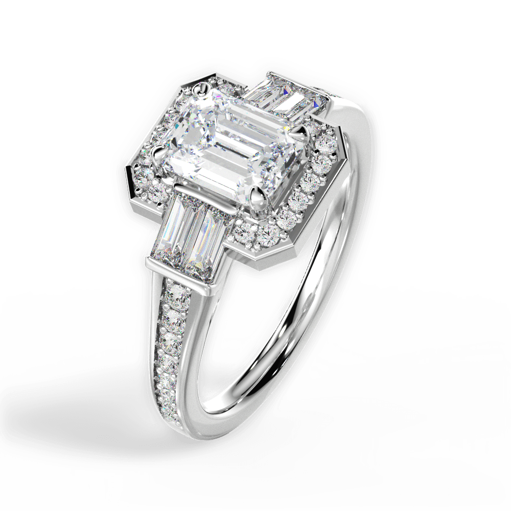 Katherine Emerald Cut Lab Grown Diamond Platinum Engagement Ring - View 3
