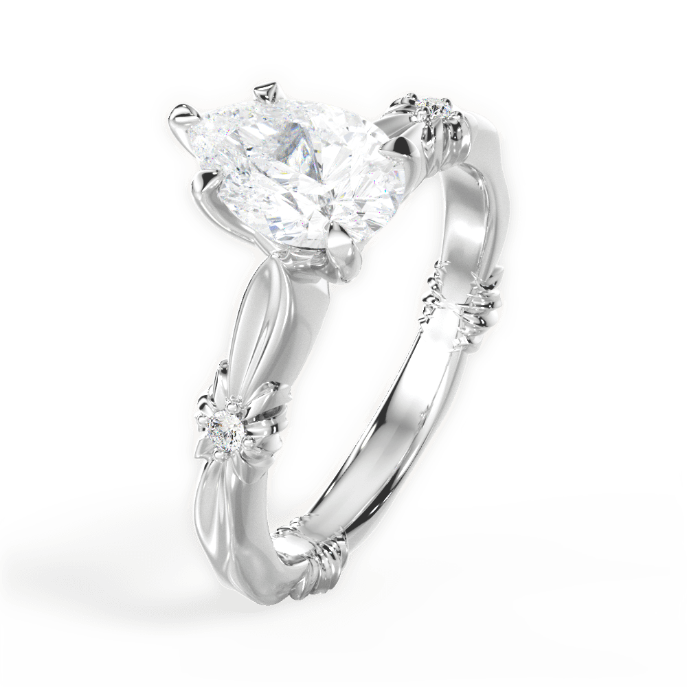 Claire Pear Cut Lab Grown Diamond Platinum Engagement Ring - View 2