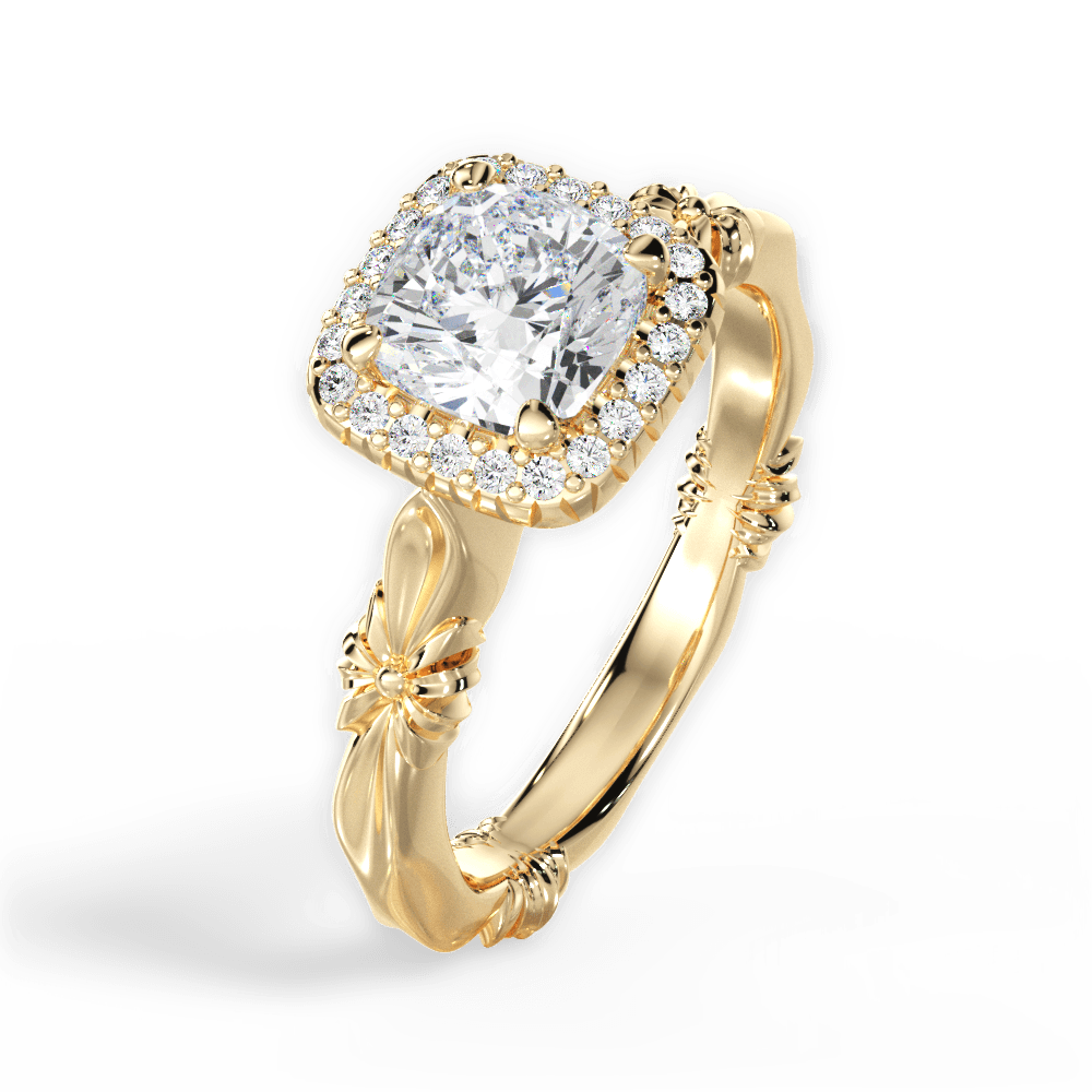 Erica Cushion Cut Lab Grown Diamond 18Kt Yellow Gold Engagement Ring - View 2