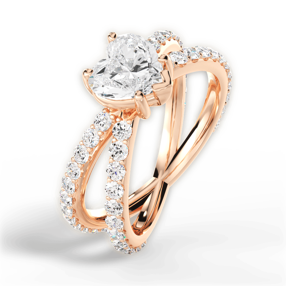 Lauren Heart Cut Lab Grown Diamond 18Kt Rose Gold Engagement Ring - View 2