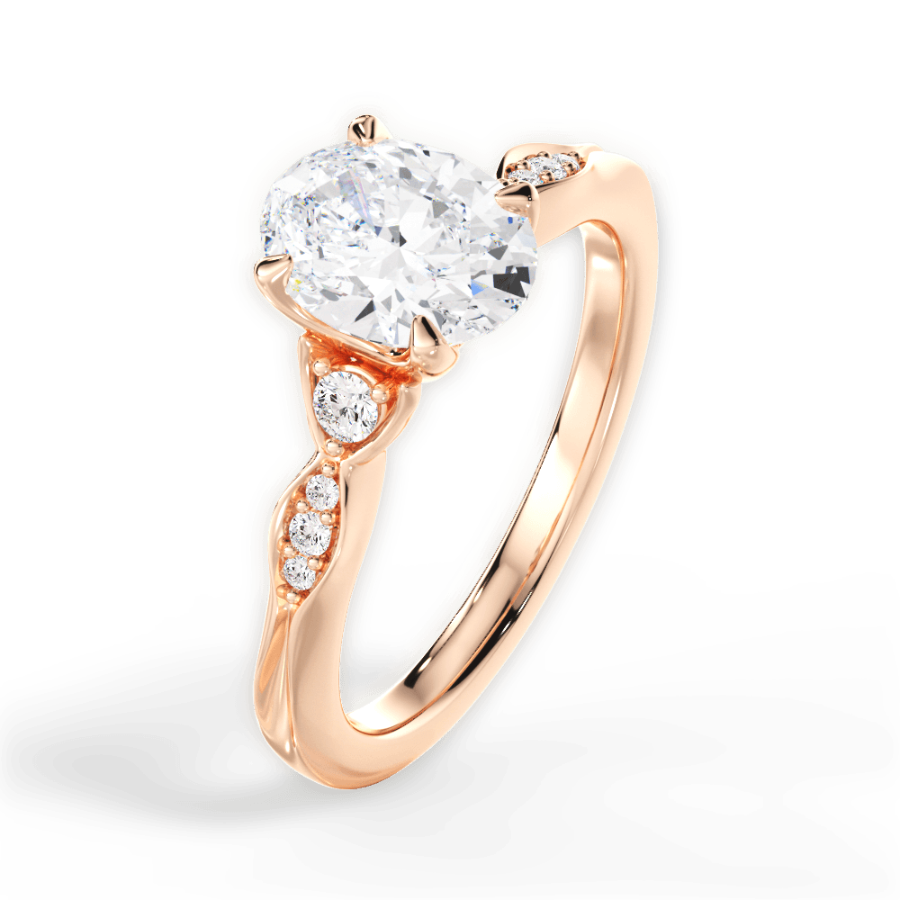 Cassie Oval Cut Lab Grown Diamond 18Kt Rose Gold Engagement Ring - View 3