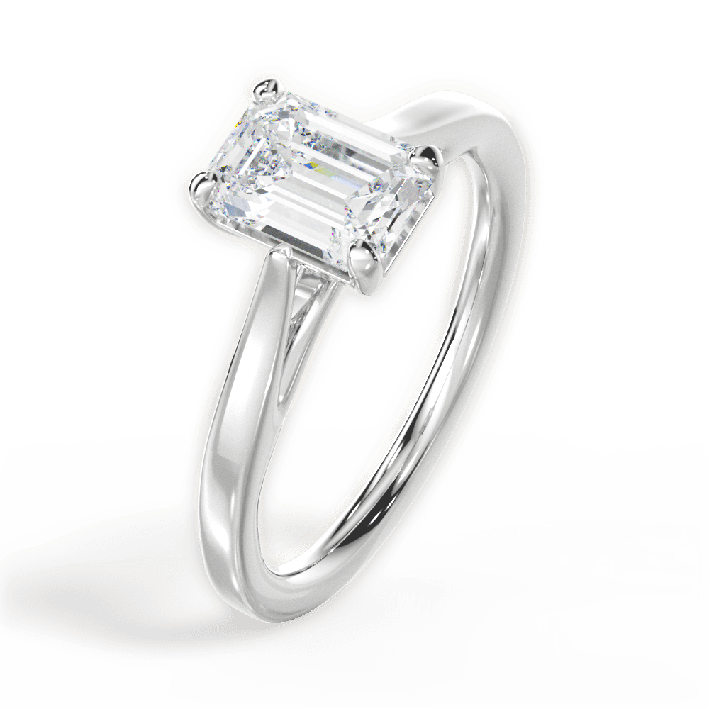 Angie Emerald Cut Lab Grown Diamond 18Kt White Gold Engagement Ring - View 3
