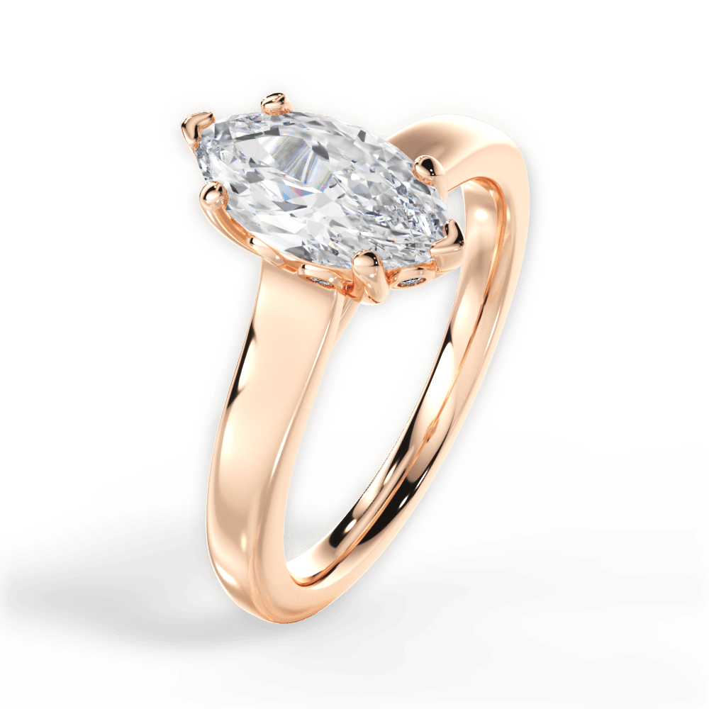 Carol Marquise Cut Lab Grown Diamond 18Kt Rose Gold Engagement Ring - View 3