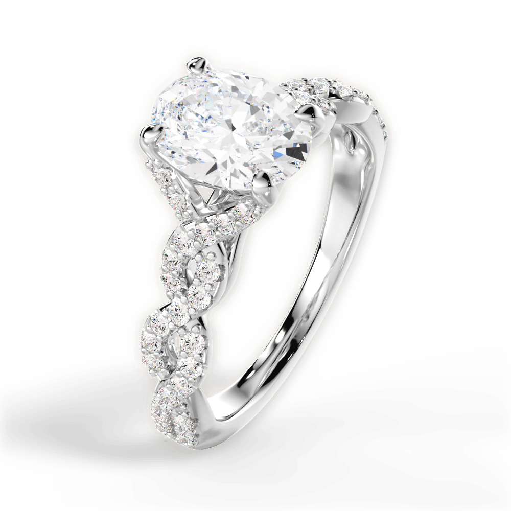 Justine Oval Cut Lab Grown Diamond 18Kt White Gold Engagement Ring - View 2