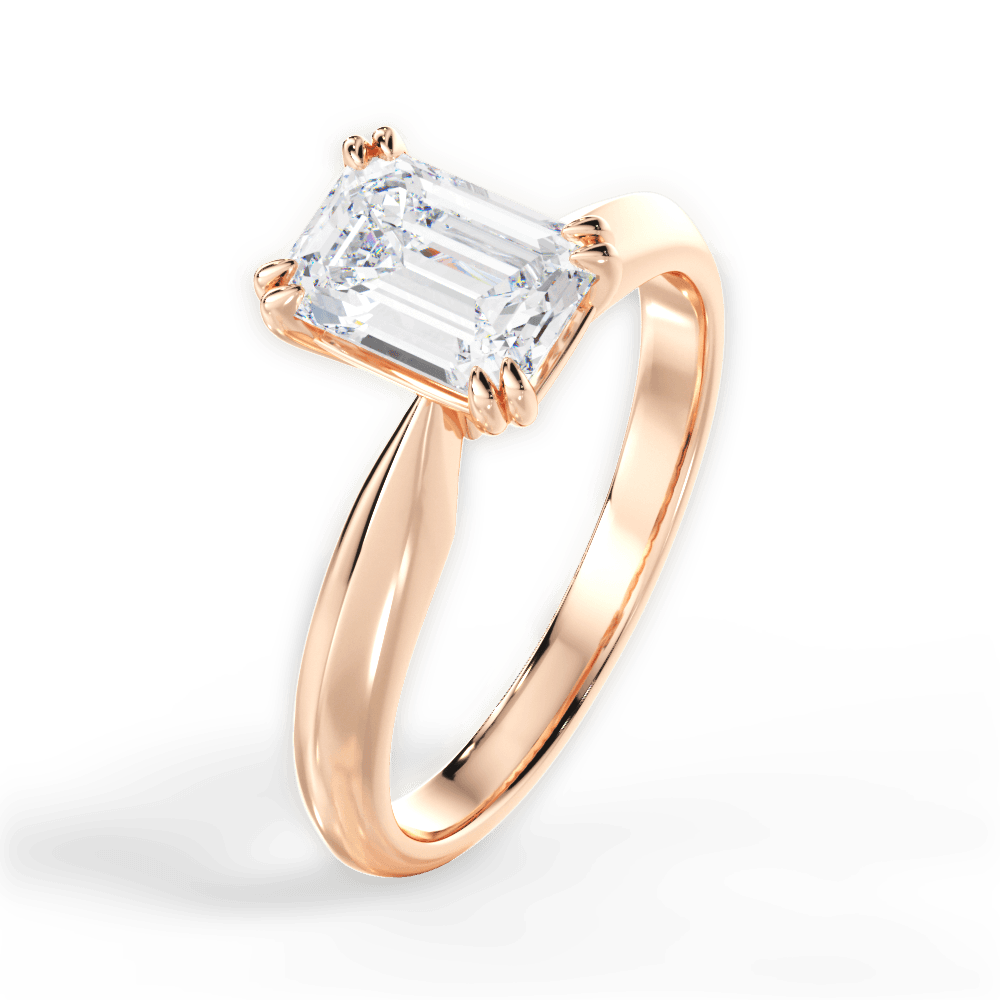 Claudia Emerald Cut Lab Grown Diamond 18Kt Rose Gold Engagement Ring - View 3
