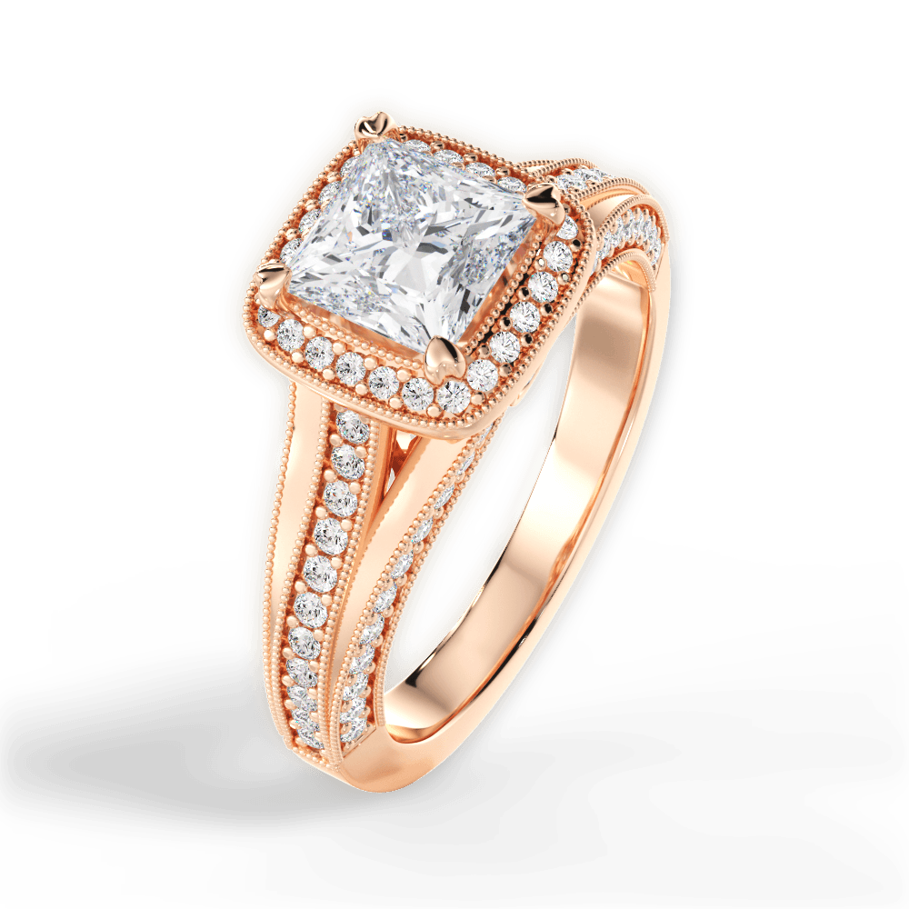 Lillian Princess Cut Lab Grown Diamond 18Kt Rose Gold Engagement Ring - View 3