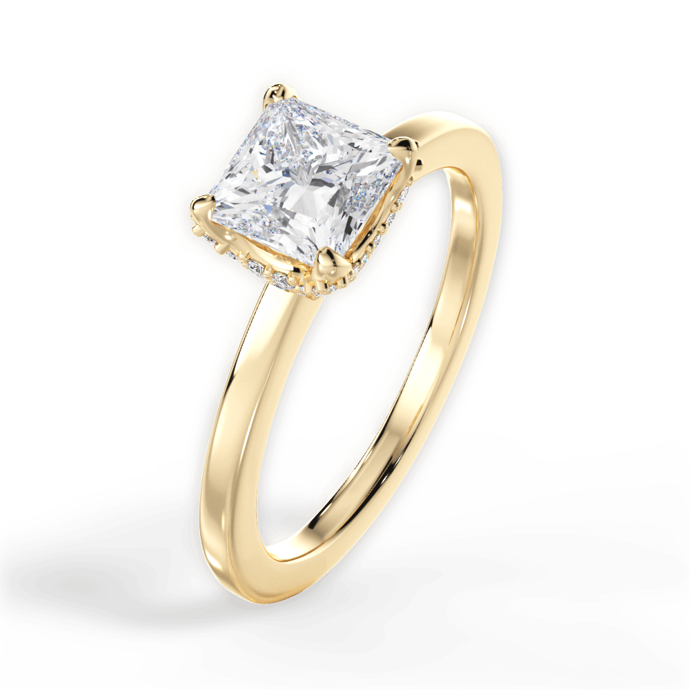Gemma Princess Cut Lab Grown Diamond 18Kt Yellow Gold Engagement Ring - View 3
