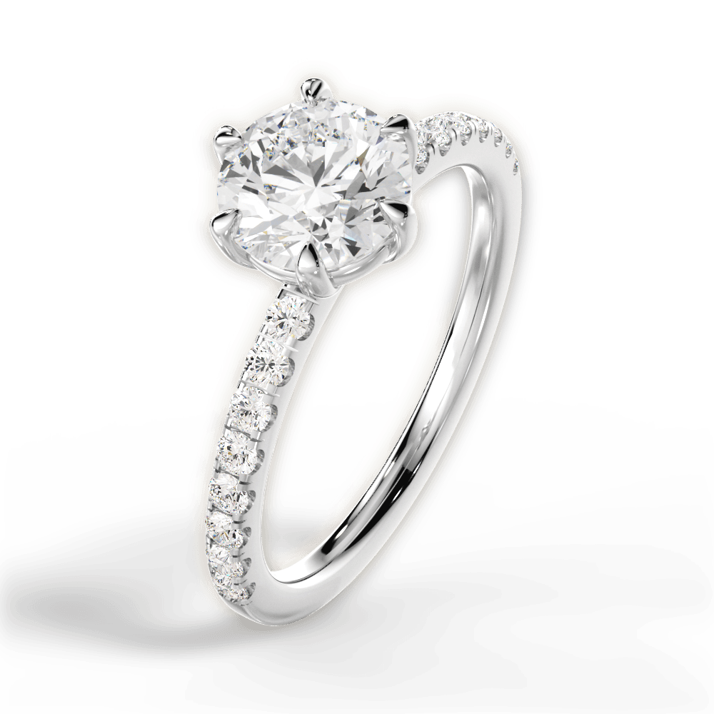 Eleanor Round Cut Lab Grown Diamond 18Kt White Gold Engagement Ring - View 3