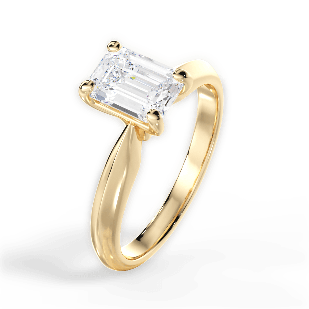 Beth Emerald Cut Lab Grown Diamond 18Kt Yellow Gold Engagement Ring - View 4