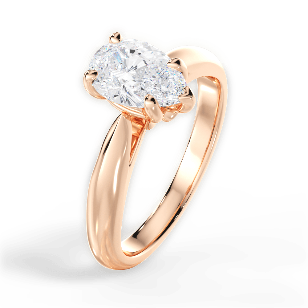 Dolores Pear Cut Lab Grown Diamond 18Kt Rose Gold Engagement Ring - View 4