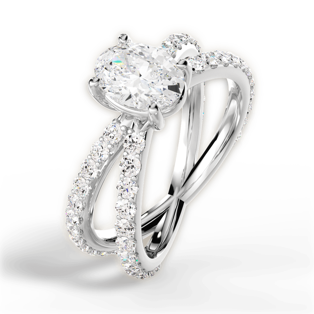 Lauren Oval Cut Lab Grown Diamond 18Kt White Gold Engagement Ring - View 4