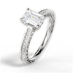 Donna Emerald Cut Lab Grown Diamond Platinum Engagement Ring - View 4