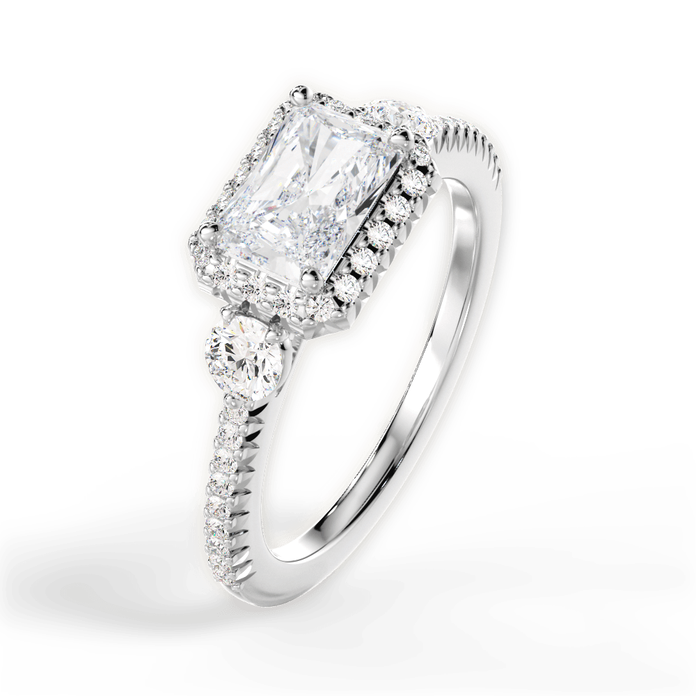 Kara Radiant Cut Lab Grown Diamond Platinum Engagement Ring - View 4
