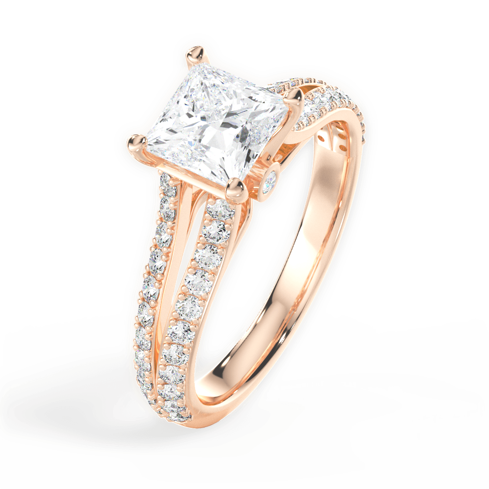 Kendra Princess Cut Lab Grown Diamond 18Kt Rose Gold Engagement Ring - View 3
