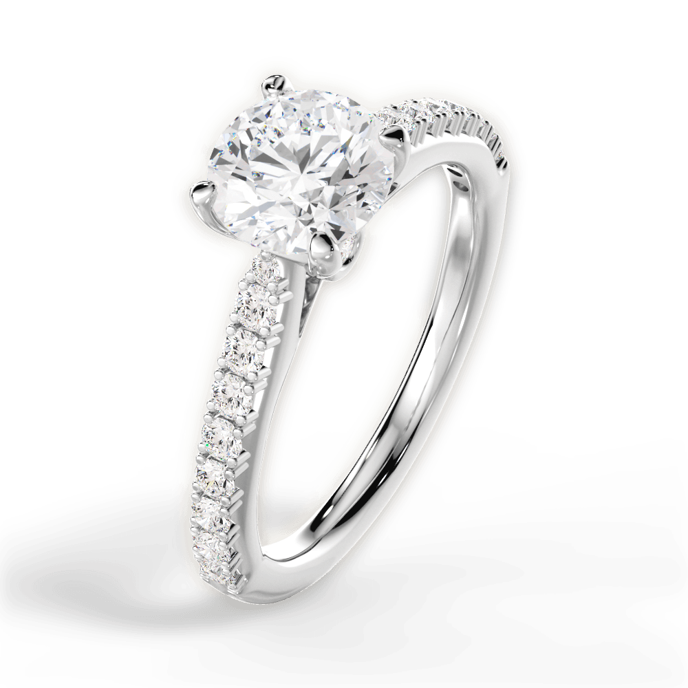 Frances Round Cut Lab Grown Diamond 14Kt White Gold Engagement Ring - View 3
