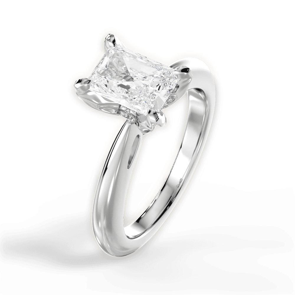 Elaine Radiant Cut Lab Grown Diamond 18Kt White Gold Engagement Ring - View 2